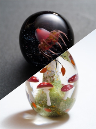 トンボ玉2点出品…Glass2H